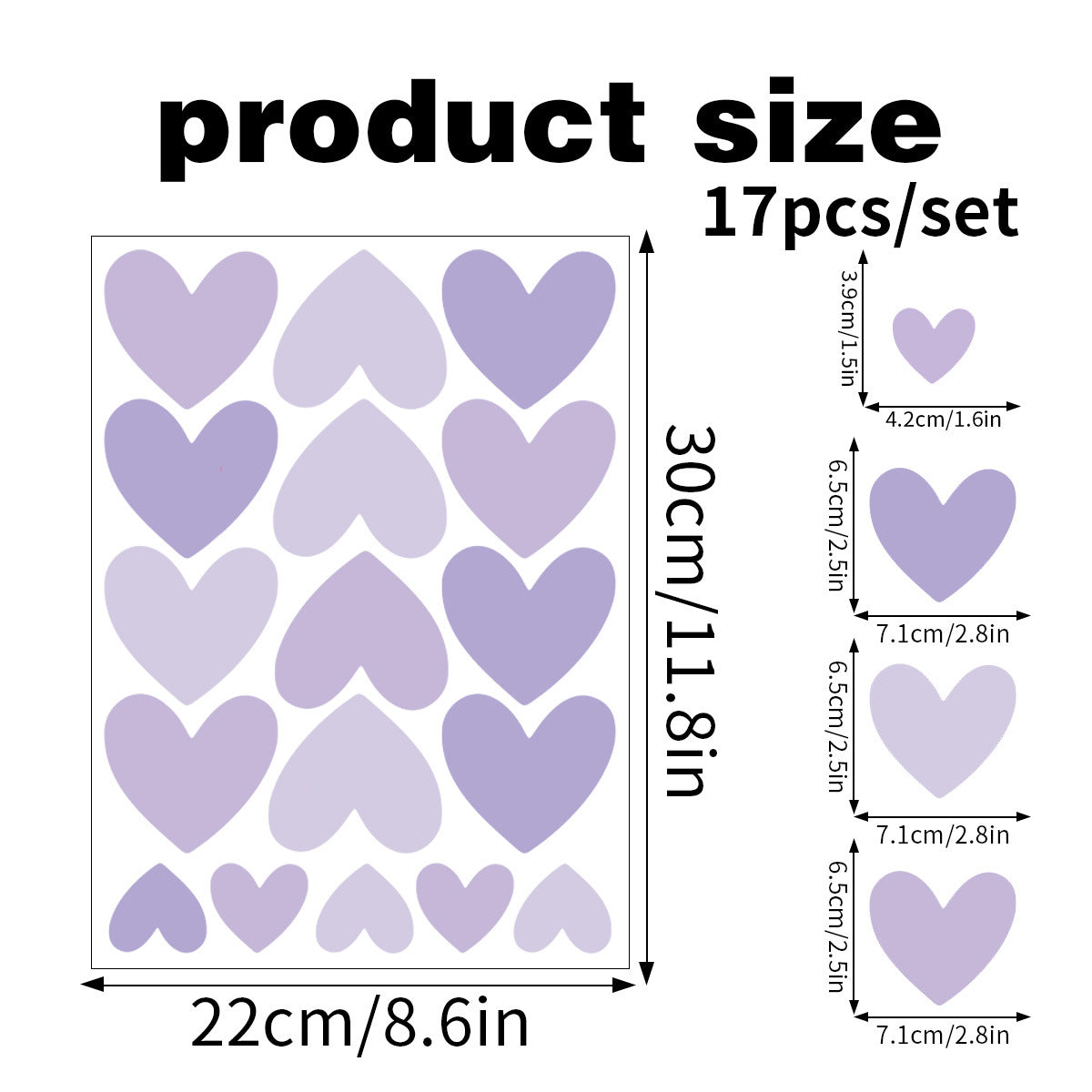 Creative Heart Wall Stickers Self Adhesive Home Decor