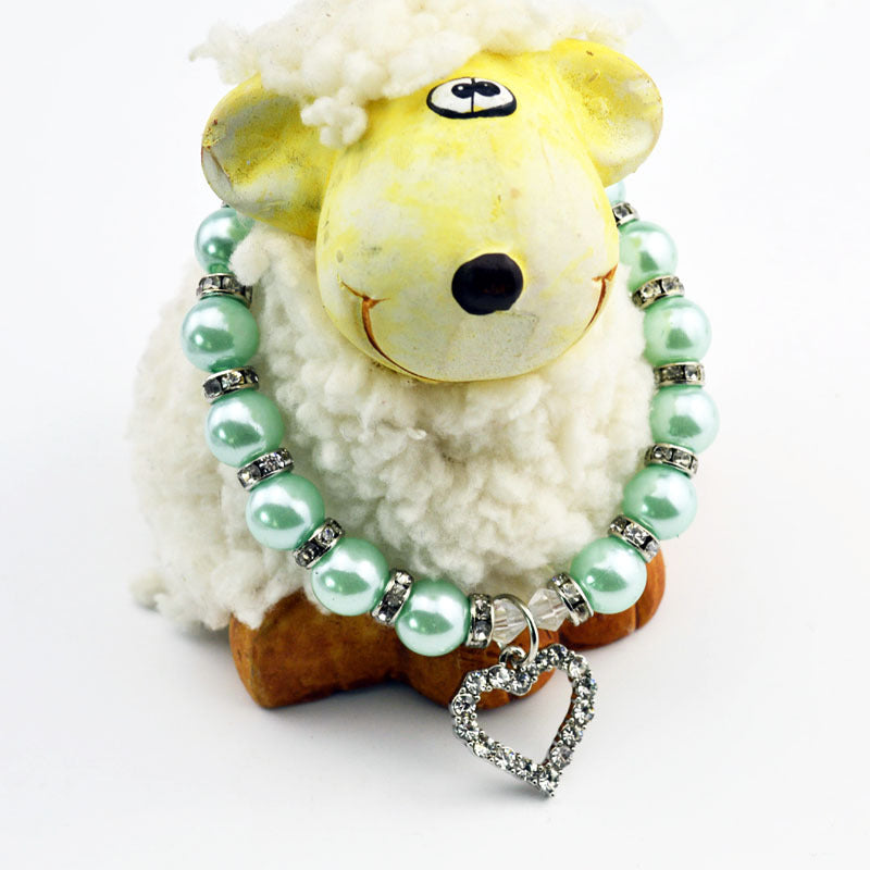 Pet Pearl Necklace with Heart Pendant for Cats and Dogs