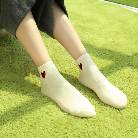 Heart Pattern Women's Cotton Short Socks