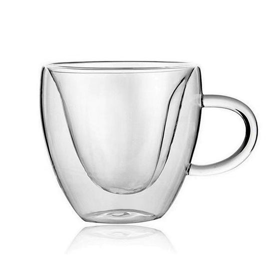 Heart Shaped Double Wall Glass Mug Set for Lovers