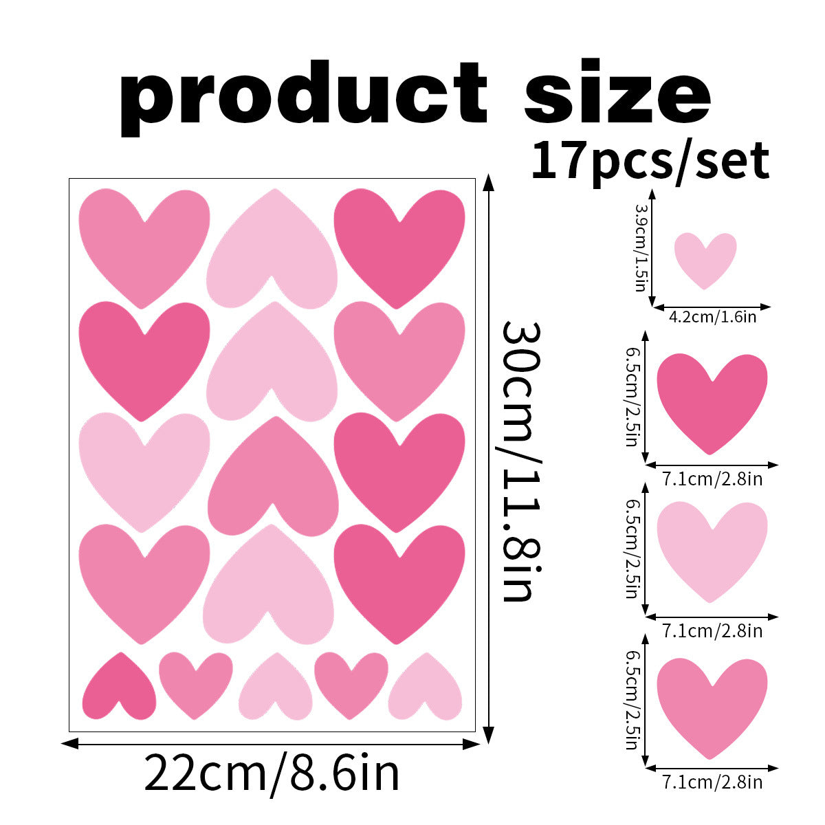 Creative Heart Wall Stickers Self Adhesive Home Decor