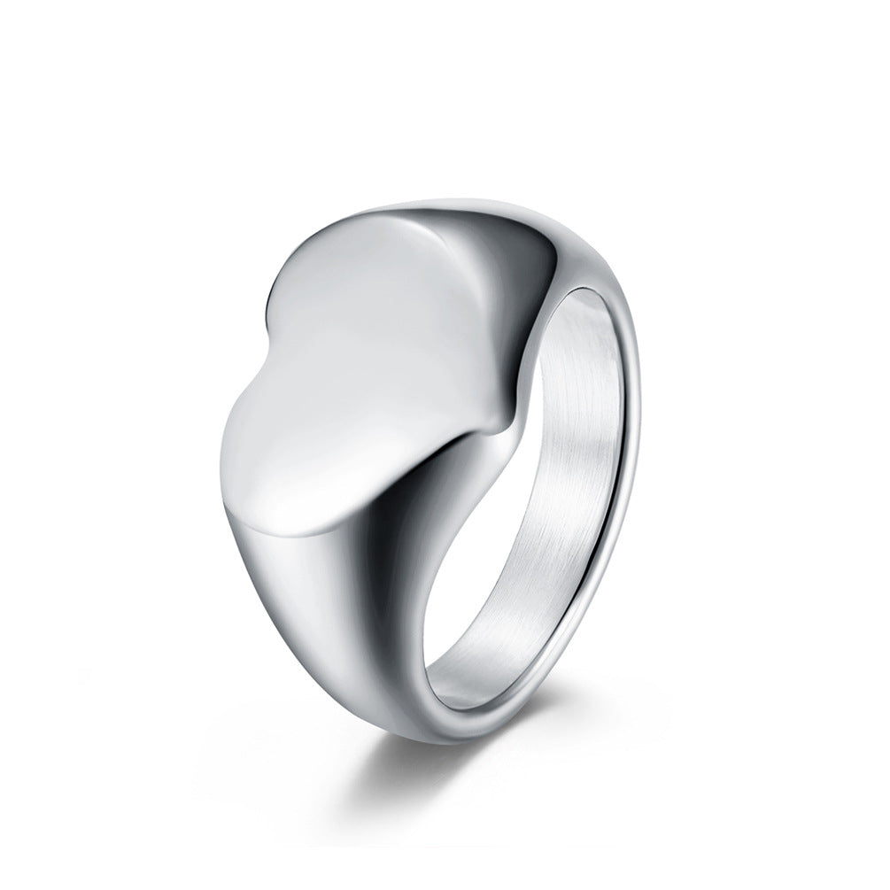 Unisex Titanium Steel Heart Shaped Love Ring
