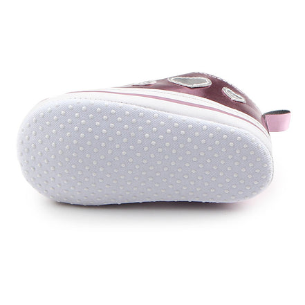 Shiny Leather Heart Soft Sole Baby Walking Shoes