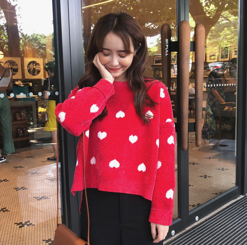Loose Knit Heart Sweater