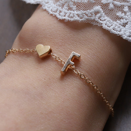 Fashionable Alloy Heart Letter Bracelet for Wholesale