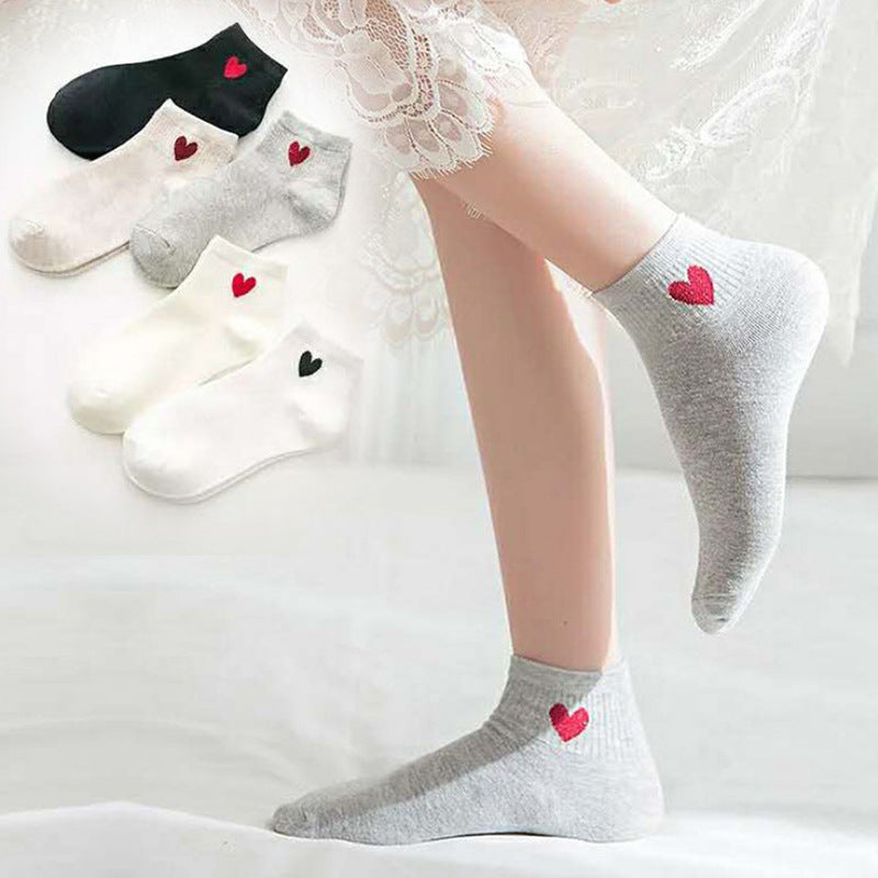 Heart Pattern Women's Cotton Short Socks