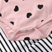 Infant Long Sleeve Heart Print Romper and Pants Set