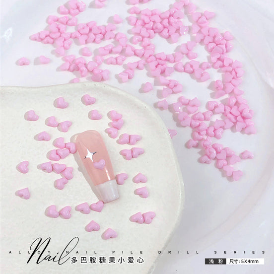Dopamine Candy Heart Resin Nail Art Decorations (100 pcs)