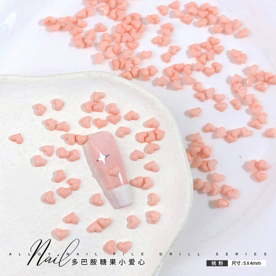 Dopamine Candy Heart Resin Nail Art Decorations (100 pcs)