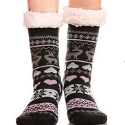 Striped Knitted Socks with Heart Design