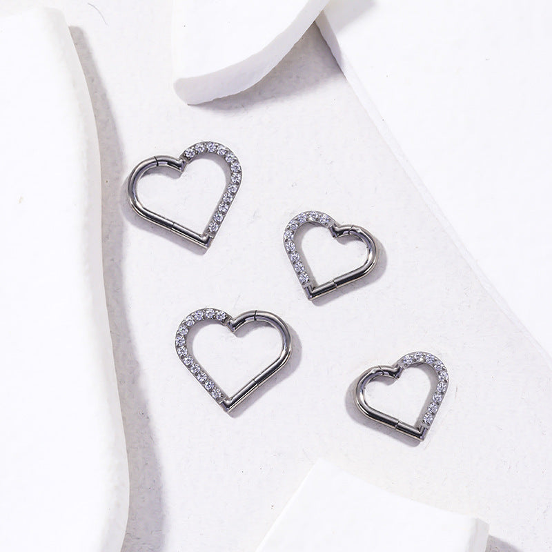 Titanium Heart-Shaped Cartilage Piercing Earring 16G