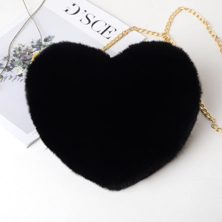 Fashion Heart-Shaped Plush Shoulder Chain Bag