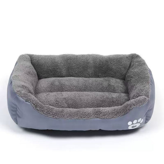 Plush Pet Bed with Paw Print Design