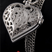 Heart-Shaped Pocket Watch Necklace Pendant