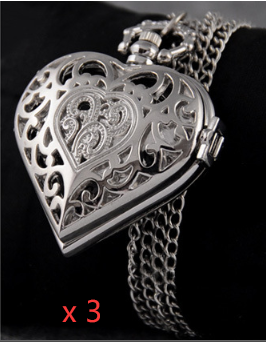 Heart-Shaped Pocket Watch Necklace Pendant