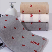 Thick Cotton Hand Towel with Embroidered Heart Design