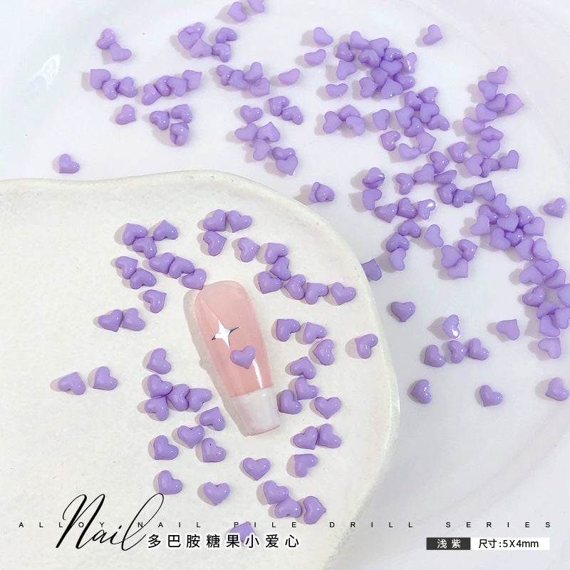 Dopamine Candy Heart Resin Nail Art Decorations (100 pcs)