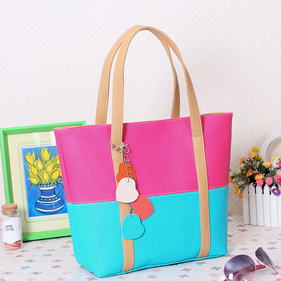 Candy Color Women's Bag with Heart Pendant (Shoulder Bag)