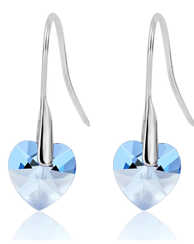 Minimalist Heart Earrings with Swarovski Crystals
