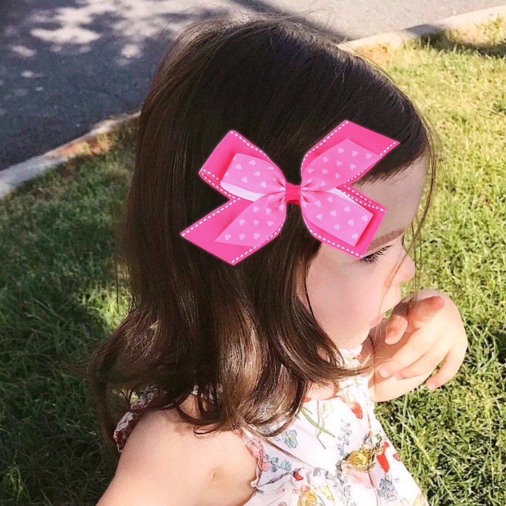 Heart-Shaped Dovetail Bow Hair Clip for Kids