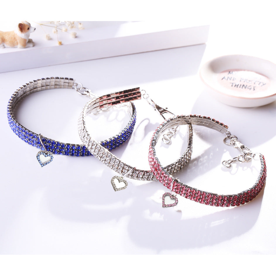 Heart-Shaped Sparkling Pet Necklace for Your Friend