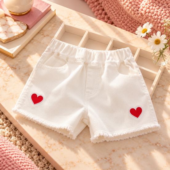 Little Heart Denim Shorts