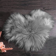 Heart Shaped Fluffy Rug - Faux Wool Shag Carpet