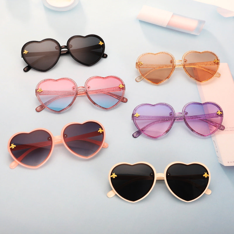Cute Bee Heart Kids Sunglasses for Round Faces