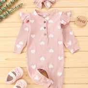 Autumn/Winter Kids Clothing Set with Heart Print