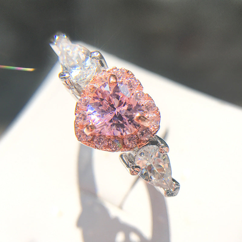 Heart-Shaped Zirconia Ring for Women