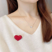 Red Heart Brooch with Crystal Decoration