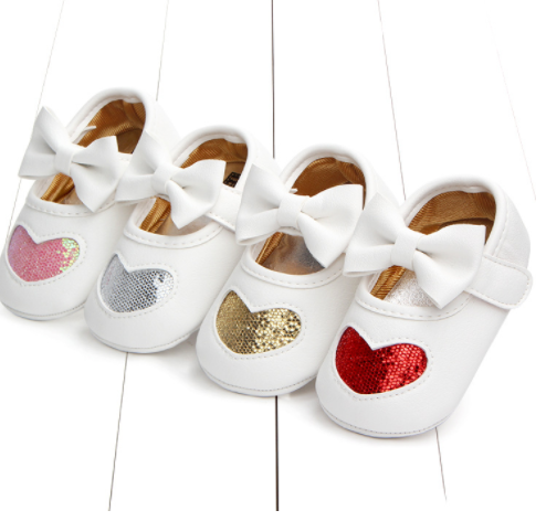 Heart-Shaped Four-Color Baby Princess Shoes for Infants