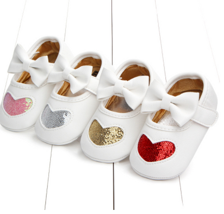 Heart-Shaped Four-Color Baby Princess Shoes for Infants