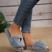 Women's Heart-Shaped Furry Home Slippers