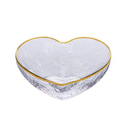 Heart-Shaped Glass Bowl with Hammered Gold Edge