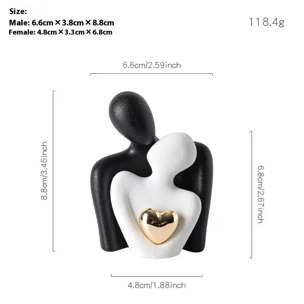 Gold-Plated Heart Ceramic Ornament