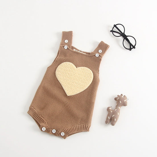 2020 New Children's Knit Star Heart Overalls Romper