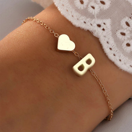 Fashionable Alloy Heart Letter Bracelet for Wholesale