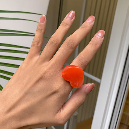 Minimalist Candy Color Heart Shaped Ring