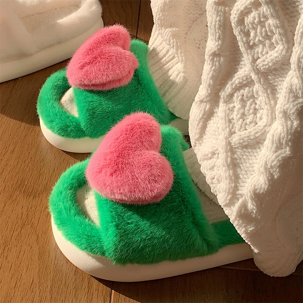 Lovely 3D Heart Cotton Slippers for Women