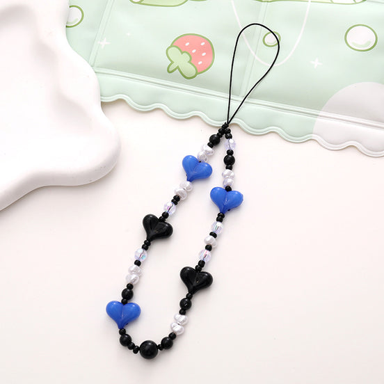 Colorful Heart Bead Phone Wrist Strap