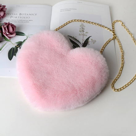Fashion Heart-Shaped Plush Shoulder Chain Bag