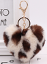 Leopard Print Plush Heart Keychain