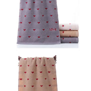 Thick Cotton Hand Towel with Embroidered Heart Design