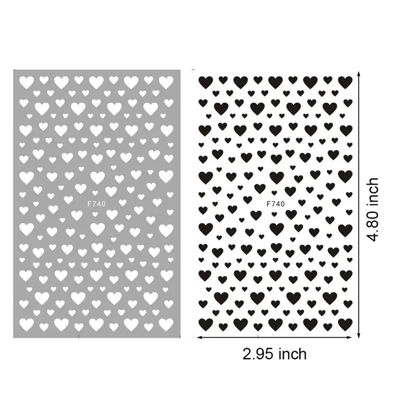 2pcs Black White 3D Love Heart Nail Art Stickers Set