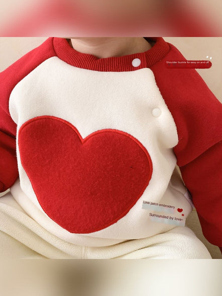 Baby Winter Fleece Romper with Heart Design (Newborn)