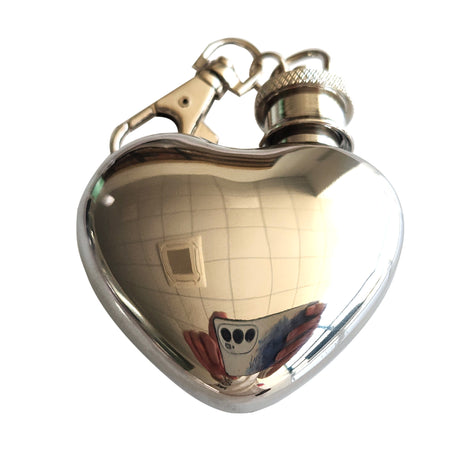 【 Jiujiu 】 Mini Heart-shaped snubbed Bottle keychain with a funnel, 1-ounce heart shape