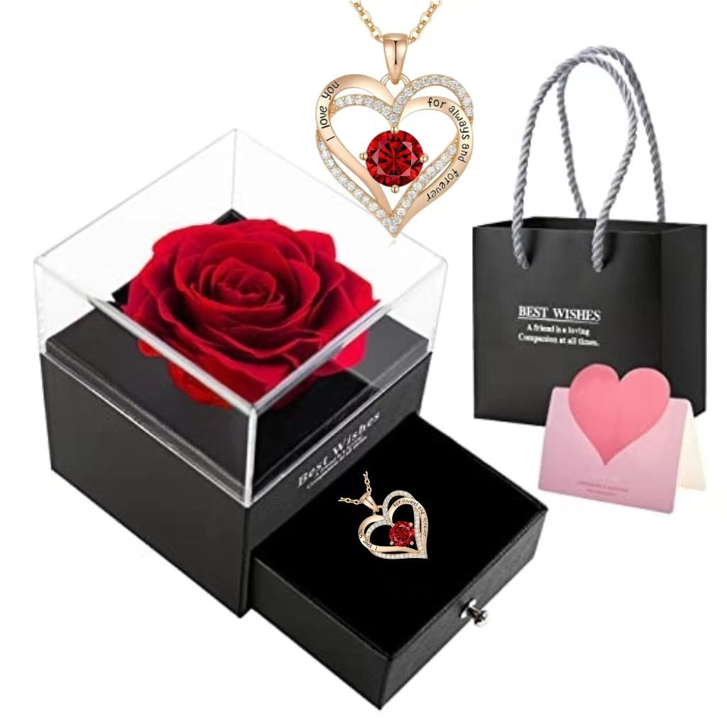 Heart-shaped women's double love pendant chain for Valentine's Day and Mother's Day