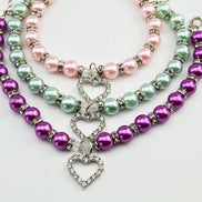 Pet Pearl Necklace with Heart Pendant for Cats and Dogs