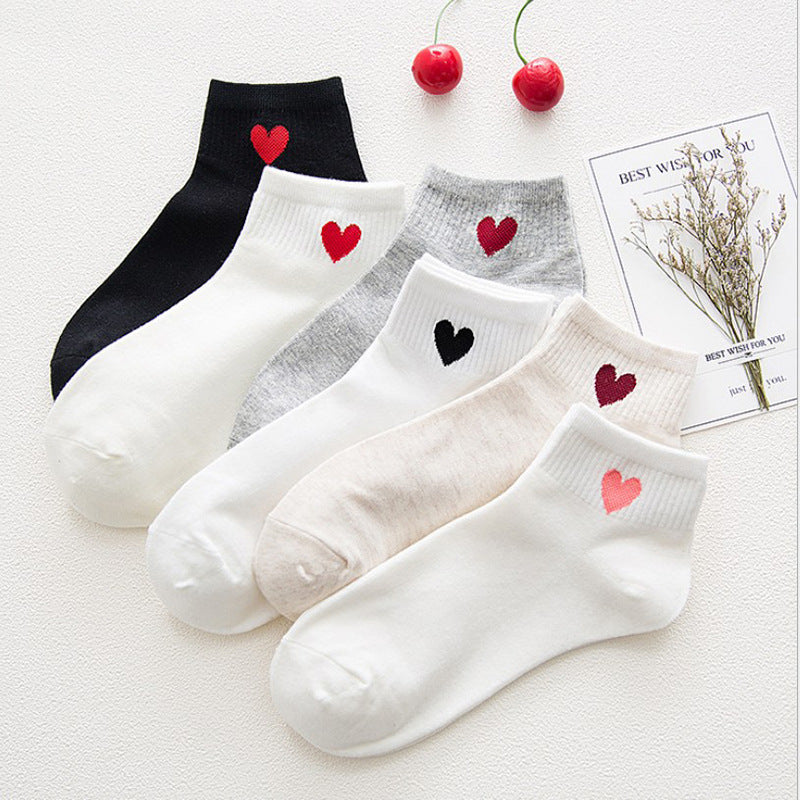 Heart Pattern Women's Cotton Short Socks